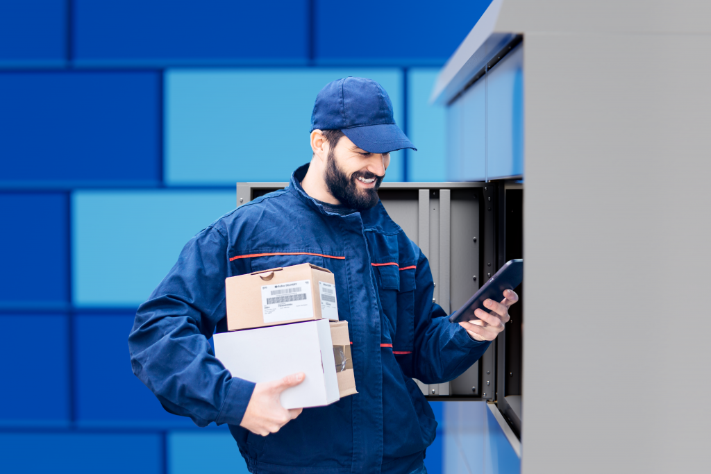 Engineer collects parts from a ByBox locker